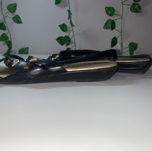 Paradise Bay Sandals Women’s Size 8 US “Bling” Black Jewels Gold Strappy Vegan - Picture 8 of 11